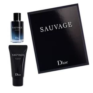 SAUVAGE DIOR Men's Travel Gift Set Sauvage Eau de Parfum Shower Gel Miniature
